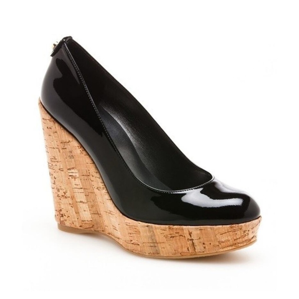 Stuart Weitzman Black Patent Leather Wedges EUC size 40.5 EURO